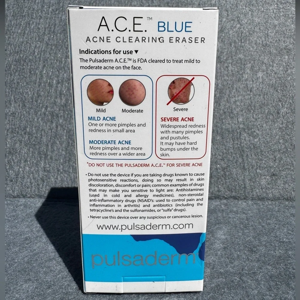 Pulsaderm ACE Blue LED Acne Light Therapy Device NIB Spa Clinical Skincare Tool